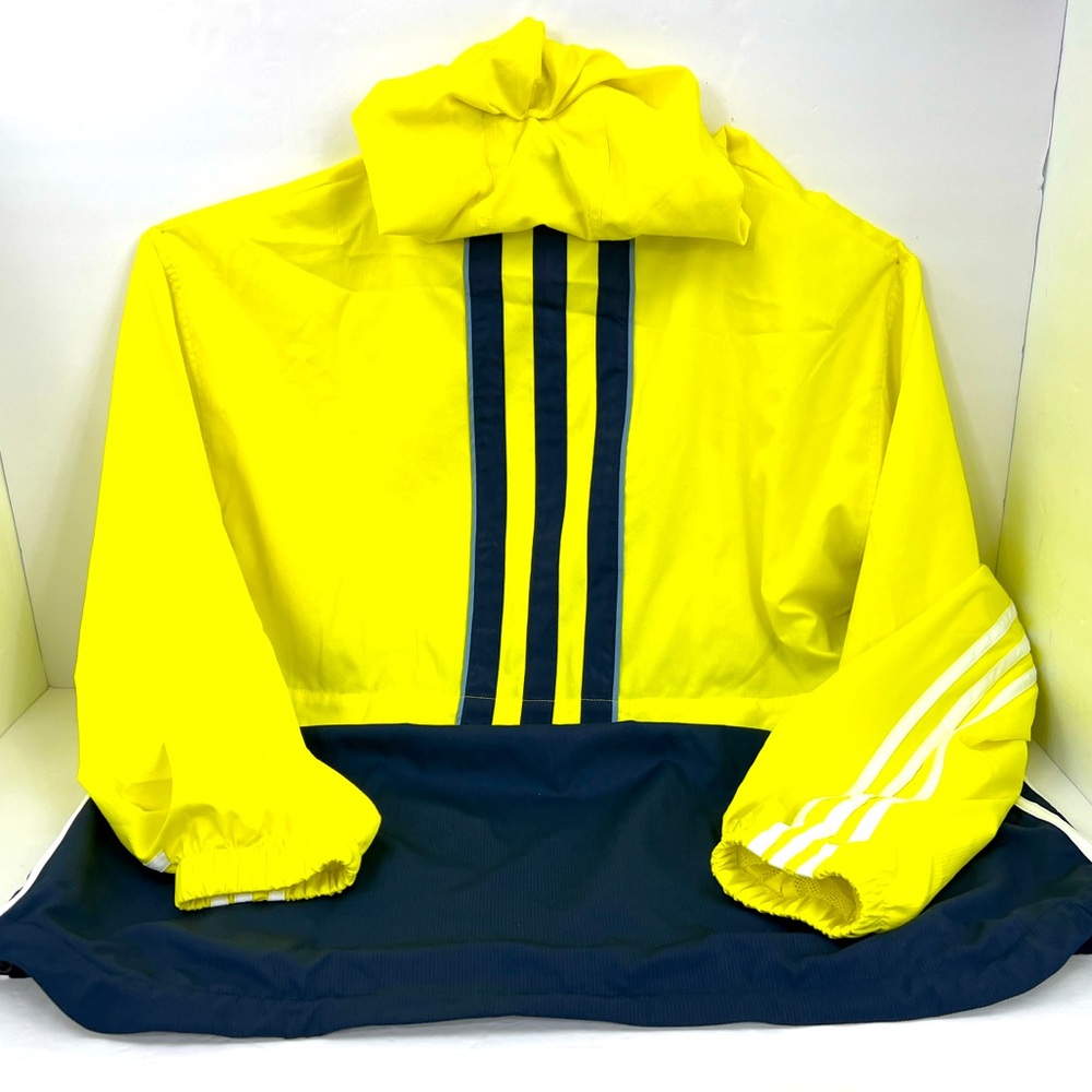 ADIDAS ORIGINAL WINDBREAKER, ANORAK HOODIE,YELLOW & BLUE,MEDIUM,100% POLYESTER - Picture 6 of 16